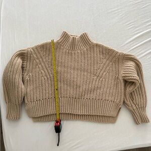 & Other Stories Beige Turtleneck Sweater Textured Knit Crop Large